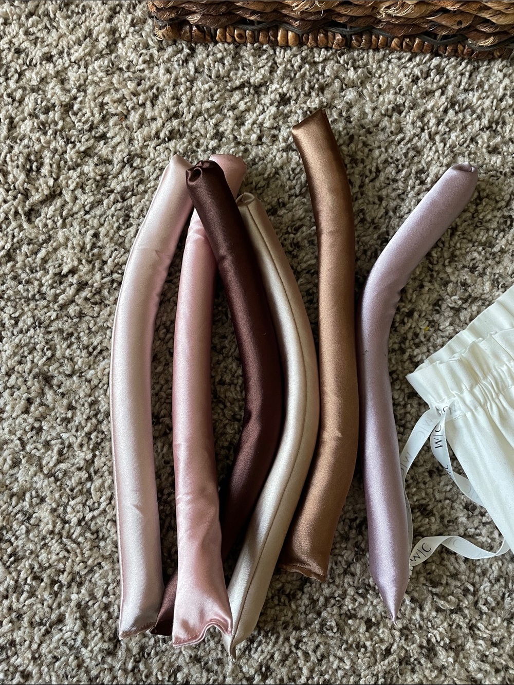 Satin Heatless Curling Rod Set - Assorted Pink, Brown & Cream